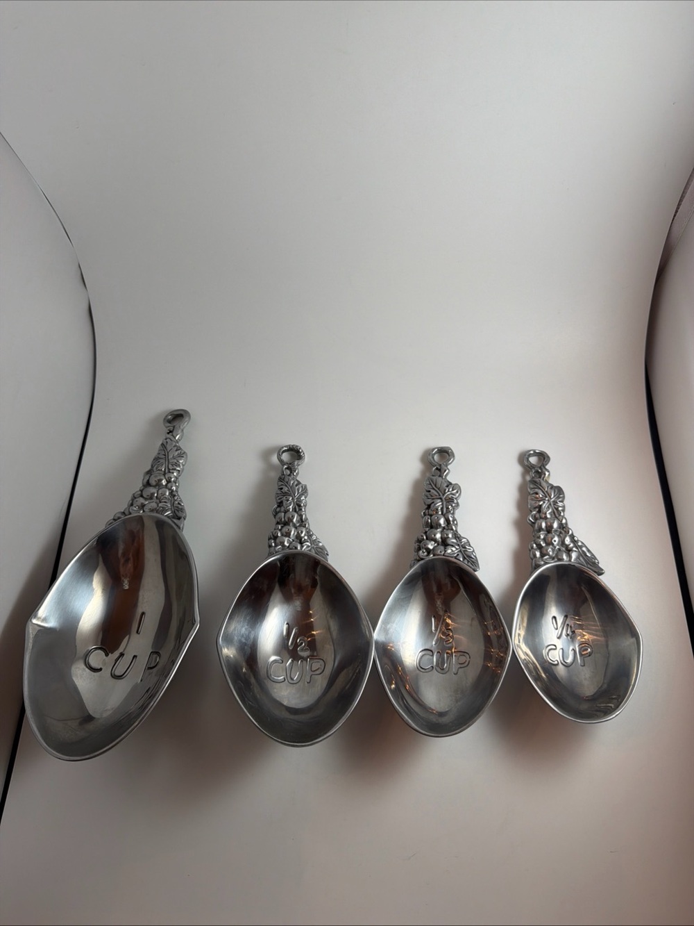 Arthur Court Grape Measuring Cup Set Aluminum 2004 with Hangers Set of 4 VTG